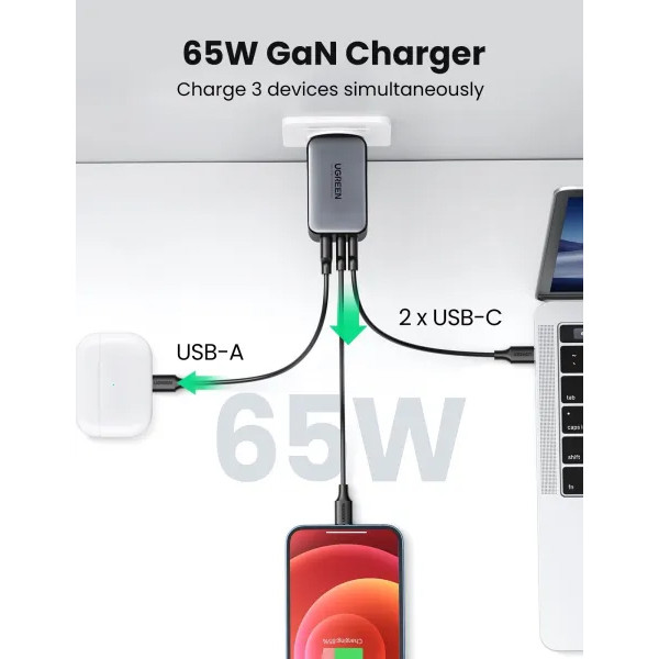 Зарядний пристрій UGREEN CD244 GaN Fast Charger 65W 